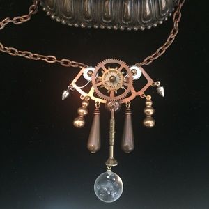 Steampunk Handmade Metal Necklace and Pendant
